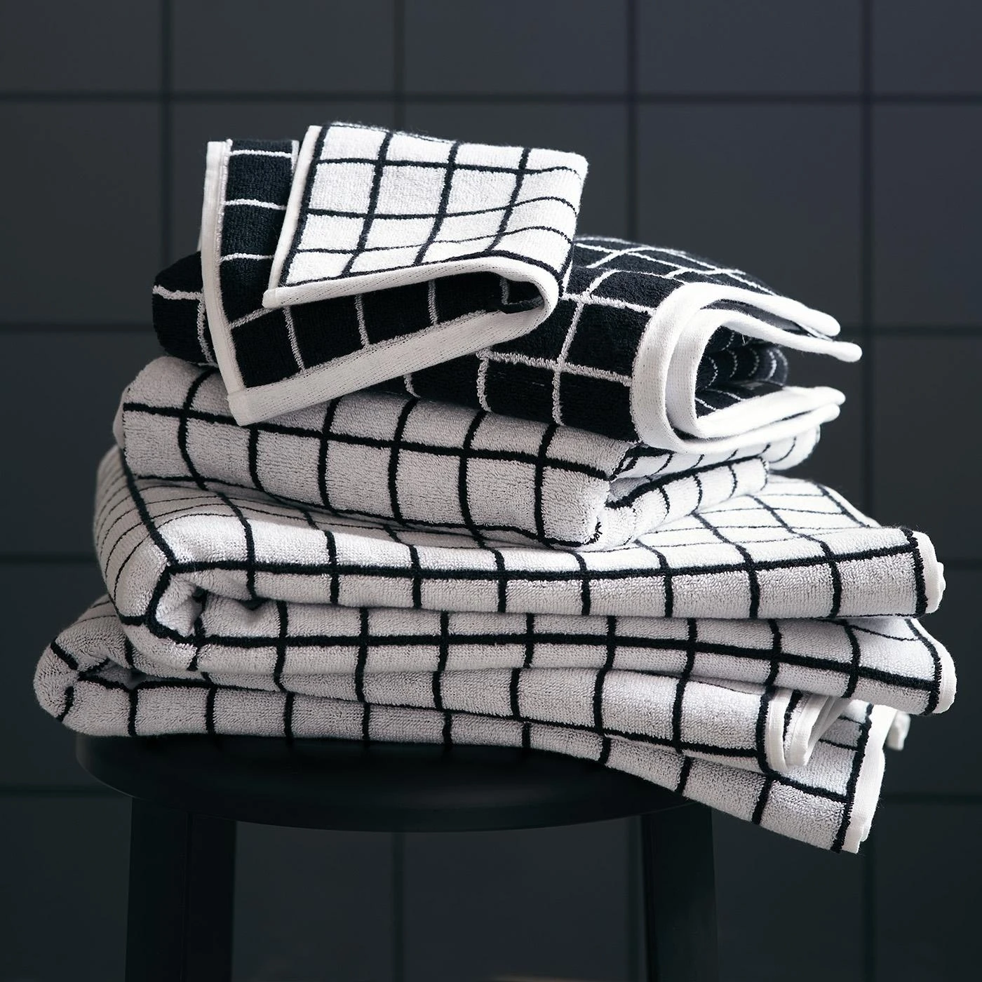 Mini Grid Black Hand Towel 10 Mini Grid Black Hand Towel - Image 8