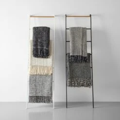 Mended Tweed Monochrome V Throw Blanket -Furniture Store mourne blanket ladder 2