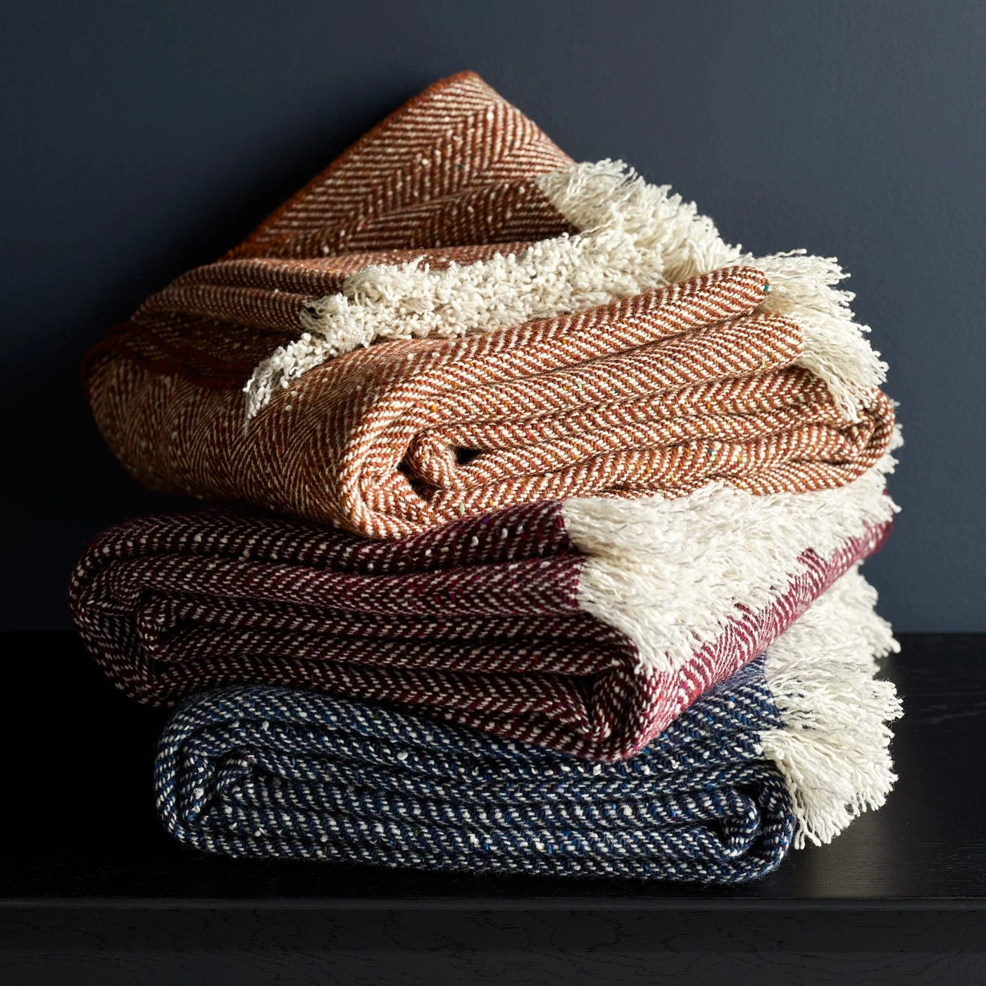 Herringbone Blue Woad Throw Blanket 9 Herringbone Blue Woad Throw Blanket - Image 7