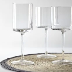 LSA International Otis White Wine Glasses Set Of 4 -Furniture Store otis red white wine glasses gray band placemat alternate 1