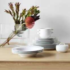 Mist Clear Wide Vase 8.25" -Furniture Store pg 2 3 moon dinnerware kolmar natural table 1