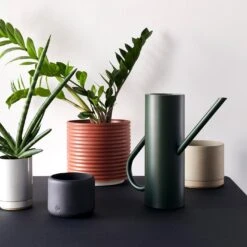 Hasami Gloss Gray Small Planter And Saucer Set -Furniture Store planters group 1 3