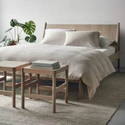 Oatmeal Chambray Linen Pillowcase Set -Furniture Store plume natural bed oatmeal chambray and white linen bedding adjusted 6