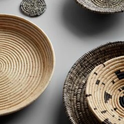Natural Round Tray 17" 13 Natural Round Tray 17" -Furniture Store raffia trays bowls coasters terrazzo heathered natural 2