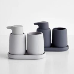 Sono Light Gray Soap Dispenser -Furniture Store sono graphite gray gallery option 1 2