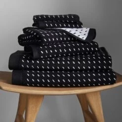 Stitch Black + White Towel 6pc Bundle -Furniture Store stitch black white towels 1