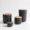 Stoneware Black Containers 2 Stoneware Black Containers -Furniture Store stoneware container black group image 1