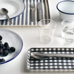 Bengal Blue Stripe Large Linen Coated Tray -Furniture Store su24 falcondinnerwarelinencoatedtraysdetail