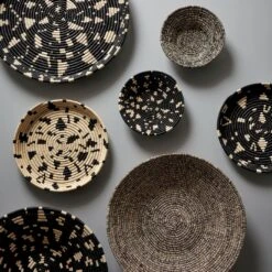 Heathered Black And Natural Bowl 24" -Furniture Store terrazzo trays and bowls heathered raffia bowls alternate