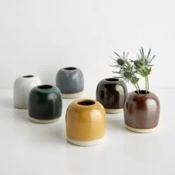 Thrown Chocolate Bud Vase -Furniture Store thrown bud vases prop