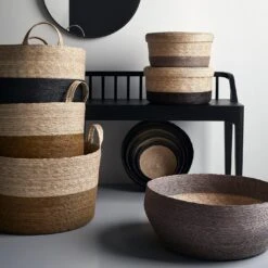 Black Band Round Basket Set Of 4 24 Black Band Round Basket Set Of 4 -Furniture Store unison 10 22 7041 desat brighter 13