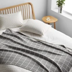 Grid Gray Knit Throw Blanket 16 Grid Gray Knit Throw Blanket -Furniture Store unison 10 23 6884