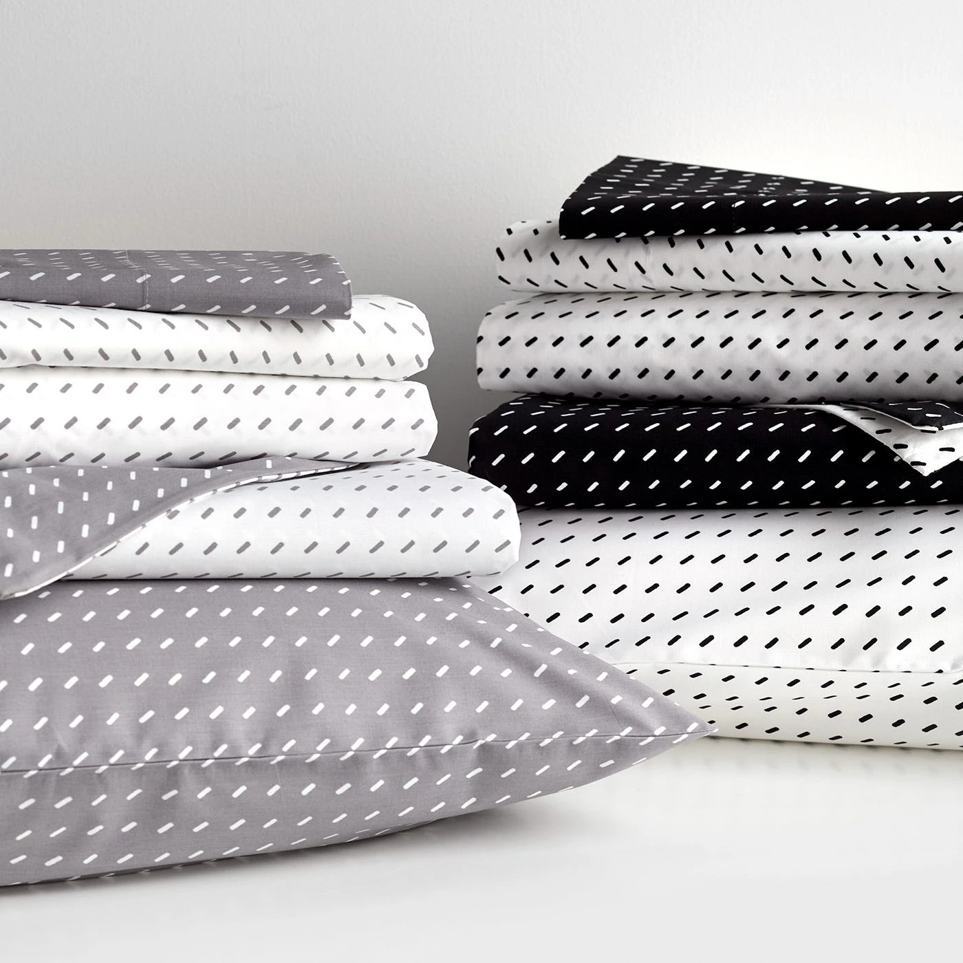 Stitch White + Pewter Pillowcase Set 4 Stitch White + Pewter Pillowcase Set - Image 2