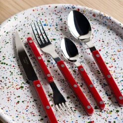 Bistro Red 5pc Flatware Set -Furniture Store unison 1 23 10863 1