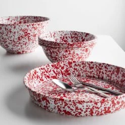 Splatter Red Enamelware Deep Tray -Furniture Store unison 1 23 10954 2