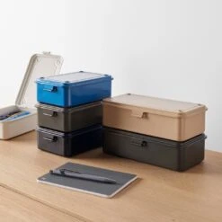 Toyo Steel Black Stackable Storage Box 6" -Furniture Store unison 5 23 0245 5