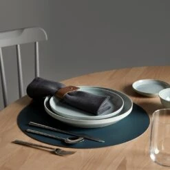 Dot Deep Teal Round Leather Placemat 19 Dot Deep Teal Round Leather Placemat -Furniture Store unison 5 23 0600 1 5