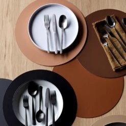 Dot Clay Round Leather Placemat -Furniture Store unison 5 23 0822 8