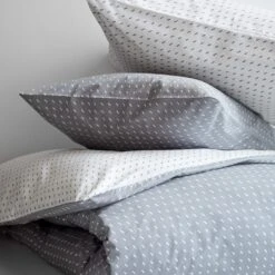 Stitch Pewter + White Reversible Duvet Cover -Furniture Store unison 7 18 web6813 1