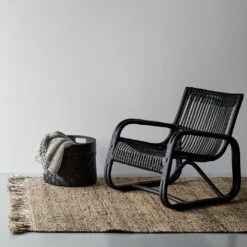 Woven Leather Black Round Floor Basket 13 Woven Leather Black Round Floor Basket -Furniture Store unison 7 23 4909 3