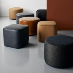 Cylinder Black Twill Ottoman -Furniture Store unison 7 23 5033