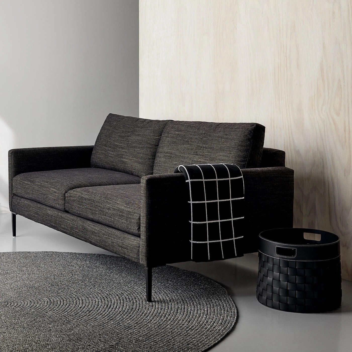 Woven Leather Black Round Floor Basket 7 Woven Leather Black Round Floor Basket - Image 5