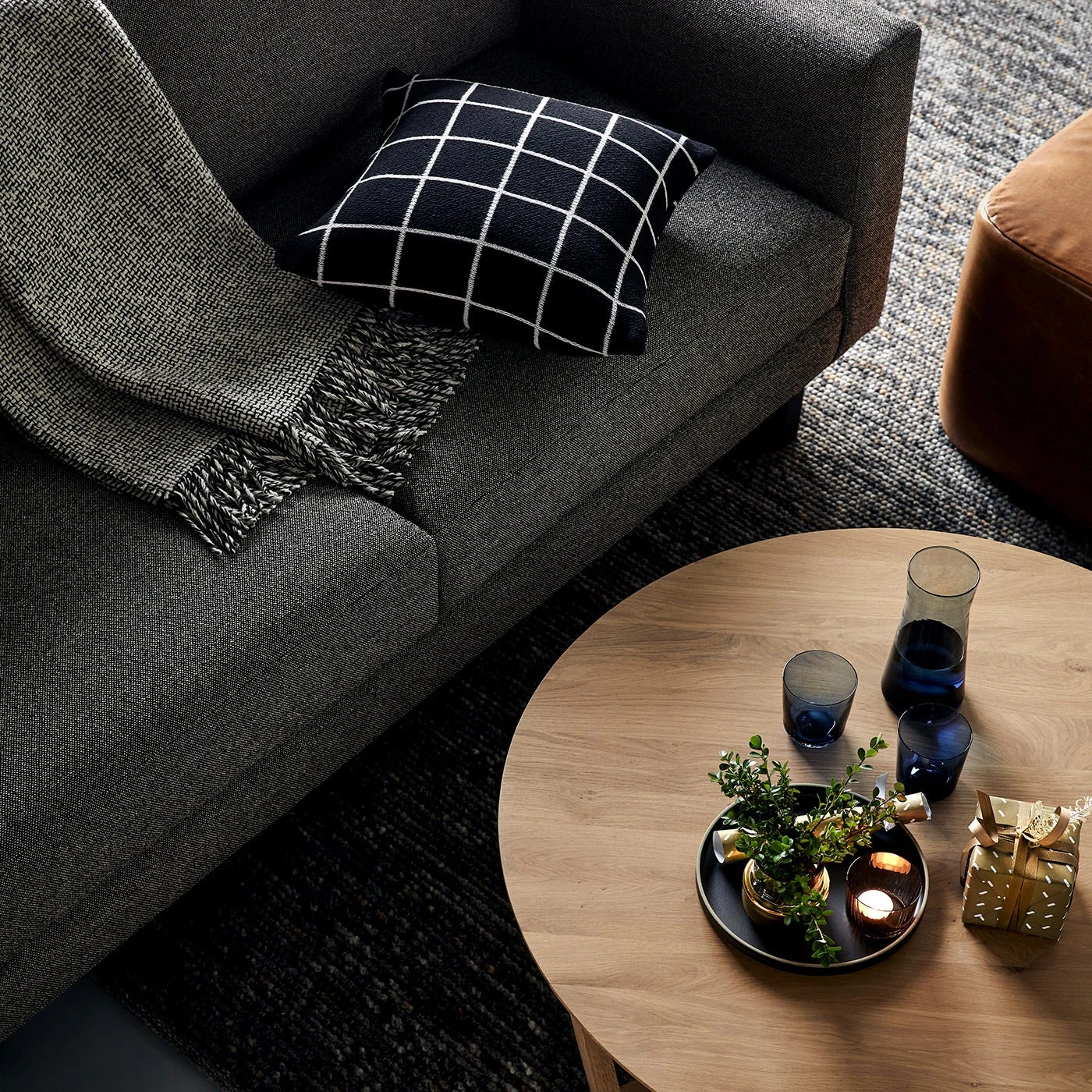 Grid Black Knit Throw Pillow Cover 18" X 18" 9 Grid Black Knit Throw Pillow Cover 18" X 18" - Image 7