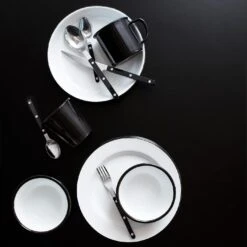 Falcon Black Enamelware Deep Plates Set Of 4 13 Falcon Black Enamelware Deep Plates Set Of 4 -Furniture Store unison 8 enamelwarelayers 2