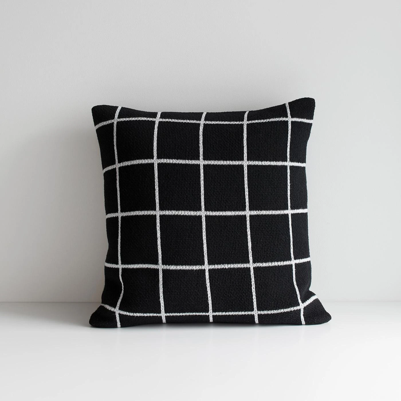 Grid Black Knit Throw Pillow Cover 18" X 18" 4 Grid Black Knit Throw Pillow Cover 18" X 18" - Image 2