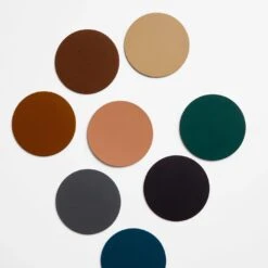 Dot Black Round Leather Coasters Set Of 4 -Furniture Store vacavaliente dot coasters group mix 1 1 3