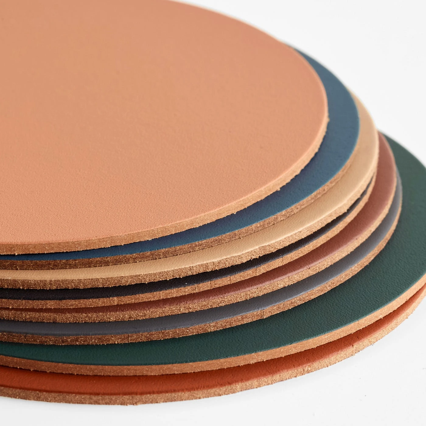 Dot Cognac Round Leather Coasters Set Of 4 8 Dot Cognac Round Leather Coasters Set Of 4 - Image 6