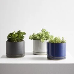 Hasami Gloss Gray Large Planter And Saucer Set 12 Hasami Gloss Gray Large Planter And Saucer Set -Furniture Store web or social hasami large planters 1