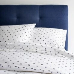 Sashi Geo Navy Sheets -Furniture Store wells linen navy bed sashi geo navy bedding 1 1